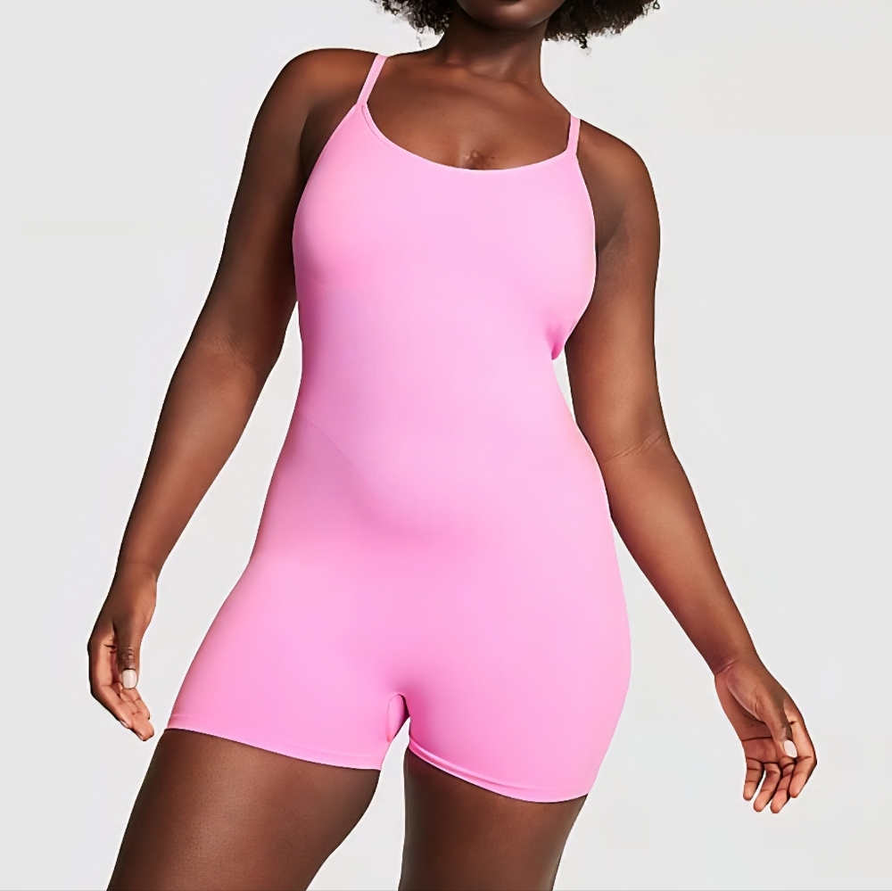 PINK Victoria's Secret Soft Seamless Short Workout Onesie Light Support.